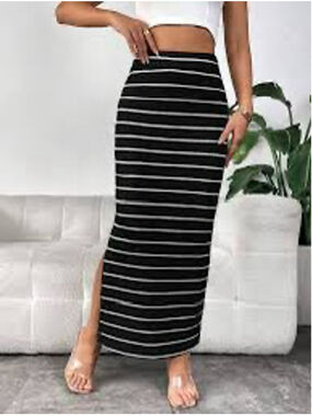 SHEIN Black & White Striped Pencil Skirt Size L